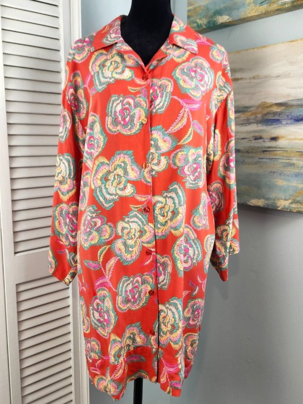 Z Supply Camden Tango Floral Mini Dress S NWT Orange Button Shirt Dress $89